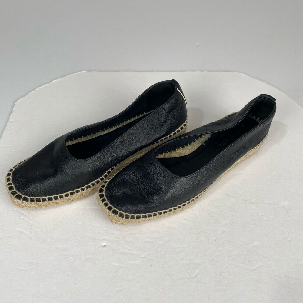 Everlane Womens, Shoes black leather and jute espadrille size 8 black.